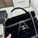 Chanel Vanity With Chain Velvet Diamante And Gold Tone Metal Black 19Cm AP4860 B17652 94305 - Image 7
