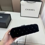 Chanel Vanity With Chain Velvet Diamante And Gold Tone Metal Black 19Cm AP4860 B17652 94305 - Image 6
