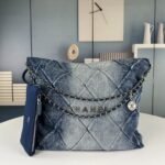 Chanel 22 Handbag Washed Denim Blue 41cm AS3261 B10439 NM981 - Image 2