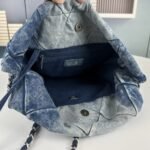 Chanel 22 Handbag Washed Denim Blue 41cm AS3261 B10439 NM981 - Image 3