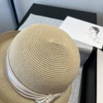 Celine Raffia Curled Brim Hat With Satin White - Image 6