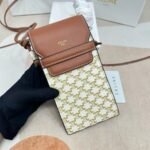 Celine Women Phone Pouch With Flap In Triomphe Canvas And Beige - Image 2