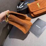 Saint Laurent Niki Baby Chain Bag In Suede Brown 28cm 6237483 - Image 6