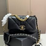 Chanel 19 Handbag Shiny Gold And Silver Tone Metal Black 26cm AS1160 B04852 94305 - Image 2