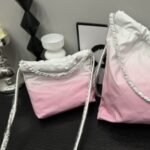 Chanel 22 Mini Handbag in Patent Gradient Leather Pink 20cm - Image 3