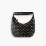 Valentino Rockstud Spike Leather Hobo Bag Black 28cm