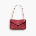 Saint Laurent Loulou Puffer Small Leather Shoulder Bag Red 29cm 5774761EL076937