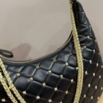 Valentino Rockstud Spike Leather Hobo Bag Black 28cm - Image 6