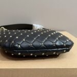 Valentino Rockstud Spike Leather Hobo Bag Black 28cm - Image 7