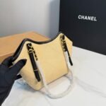 Chanel Small Shopping Bag Braided Raffia Effect Canvas And Gold Tone Metal In Beige 20Cm - Image 3
